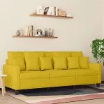Canapea cu 3 locuri, galben, 180 cm, catifea GartenMobel Dekor