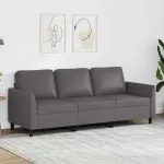 Canapea cu 3 locuri, gri, 180 cm, piele ecologică GartenMobel Dekor