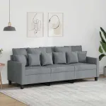 Canapea cu 3 locuri, gri deschis, material 180CM textil GartenMobel Dekor
