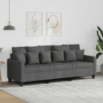 Canapea cu 3 locuri, gri închis, 180 cm, material textil GartenMobel Dekor