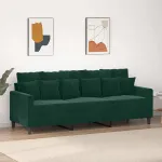 Canapea cu 3 locuri, verde închis, 180 cm, catifea GartenMobel Dekor