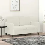Canapea cu 2 locuri, crem, 120 cm, catifea GartenMobel Dekor