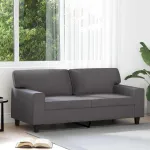Canapea cu 2 locuri, gri, 140 cm, piele ecologică GartenMobel Dekor