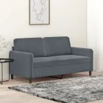 Canapea cu 2 locuri, gri închis, 140 cm, catifea GartenMobel Dekor