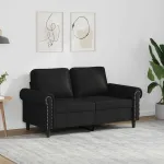 Canapea cu 2 locuri, negru, 120 cm, piele ecologică GartenMobel Dekor
