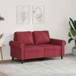 Canapea cu 2 locuri, roșu vin, 120 cm, material textil GartenMobel Dekor