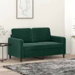 Canapea cu 2 locuri, verde închis, 120 cm, catifea GartenMobel Dekor