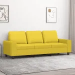 Canapea cu 3 locuri, galben deschis, 180 cm, material textil GartenMobel Dekor
