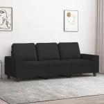 Canapea cu 3 locuri, negru, 180 cm, material textil GartenMobel Dekor