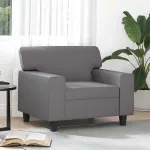 Canapea de o persoană, gri, 60 cm, piele ecologică GartenMobel Dekor