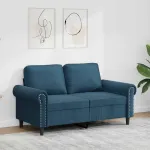 Canapea cu 2 locuri, albastru, 120 cm, catifea GartenMobel Dekor