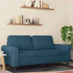 Canapea cu 2 locuri, albastru, 140 cm, catifea GartenMobel Dekor