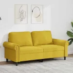 Canapea cu 2 locuri, galben, 140 cm, catifea GartenMobel Dekor