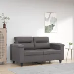 Canapea cu 2 locuri, gri, 120 cm, piele ecologică GartenMobel Dekor