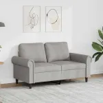 Canapea cu 2 locuri, gri deschis, 120 cm, catifea GartenMobel Dekor