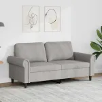 Canapea cu 2 locuri, gri deschis, 140 cm, catifea GartenMobel Dekor