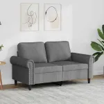 Canapea cu 2 locuri, gri închis, 120 cm, catifea GartenMobel Dekor