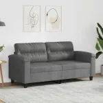 Canapea cu 2 locuri, gri închis, 140 cm, țesătură microfibră GartenMobel Dekor