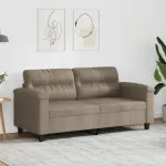Canapea cu 2 locuri, gri taupe, 140 cm, țesătură microfibră GartenMobel Dekor