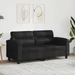 Canapea cu 2 locuri, negru, 140 cm, țesătură microfibră GartenMobel Dekor