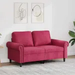 Canapea cu 2 locuri, roșu vin, 120 cm, catifea GartenMobel Dekor
