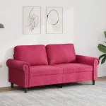 Canapea cu 2 locuri, roșu vin, 140 cm, catifea GartenMobel Dekor