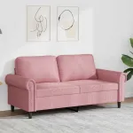 Canapea cu 2 locuri, roz, 140 cm, catifea GartenMobel Dekor