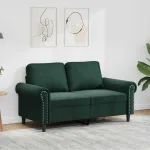 Canapea cu 2 locuri, verde închis, 120 cm, catifea GartenMobel Dekor