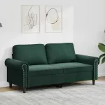 Canapea cu 2 locuri, verde închis, 140 cm, catifea GartenMobel Dekor