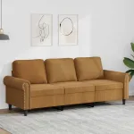Canapea cu 3 locuri, Maro, 180 cm, catifea GartenMobel Dekor