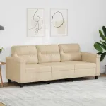 Canapea cu 3 locuri, crem, 180 cm, țesătură microfibră GartenMobel Dekor