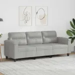 Canapea cu 3 locuri, gri deschis, 180 cm, țesătură microfibră GartenMobel Dekor