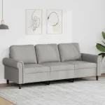 Canapea cu 3 locuri, gri deschis, material 180CM catifea GartenMobel Dekor