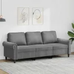 Canapea cu 3 locuri, gri închis, 180 cm, material catifea GartenMobel Dekor