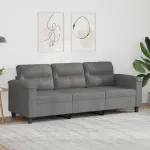 Canapea cu 3 locuri, gri închis, 180 cm, țesătură microfibră GartenMobel Dekor