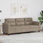 Canapea cu 3 locuri, gri taupe, 180 cm, țesătură microfibră GartenMobel Dekor