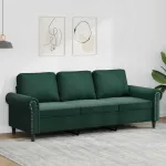 Canapea cu 3 locuri, verde închis, 180 cm, catifea GartenMobel Dekor