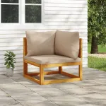 Canapele colț modulare, 2 buc, perne taupe, lemn masiv acacia GartenMobel Dekor