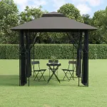 Foișor cu pereți laterali, antracit, 300x300x270 cm, oțel GartenMobel Dekor