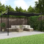 Pergola cu acoperiș retractabil, antracit, 395x292x230 cm GartenMobel Dekor