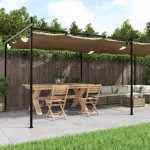 Pergola cu acoperiș retractabil, gri taupe, 589x292x230 cm GartenMobel Dekor