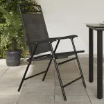 Scaune pliante de grădină, 2 buc., gri melange, oțel/textilene GartenMobel Dekor