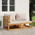 Set canapea de grădină, 2 piese, cu perne, lemn masiv de acacia GartenMobel Dekor