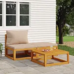 Set mobilier de grădină cu perne, 3 piese, lemn masiv acacia GartenMobel Dekor