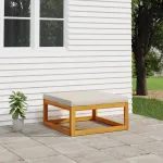 Taburet de grădină cu pernă gri deschis, lemn masiv de acacia GartenMobel Dekor