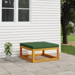 Taburet de grădină cu pernă verde, lemn masiv de acacia GartenMobel Dekor