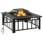 Vatră de foc cu vătrai, 79x79x46,5 cm, oțel, XXL GartenMobel Dekor