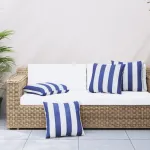 Perne decorative, 4 buc., dungi albastru&alb, 60x60 cm, textil GartenMobel Dekor