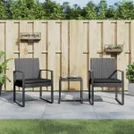Set mobilier de grădină cu perne, 3 piese, gri închis, PP ratan GartenMobel Dekor