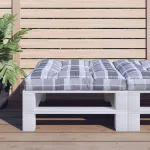 Pernă de paleți, gri carouri, 70x70x12 cm, material textil GartenMobel Dekor